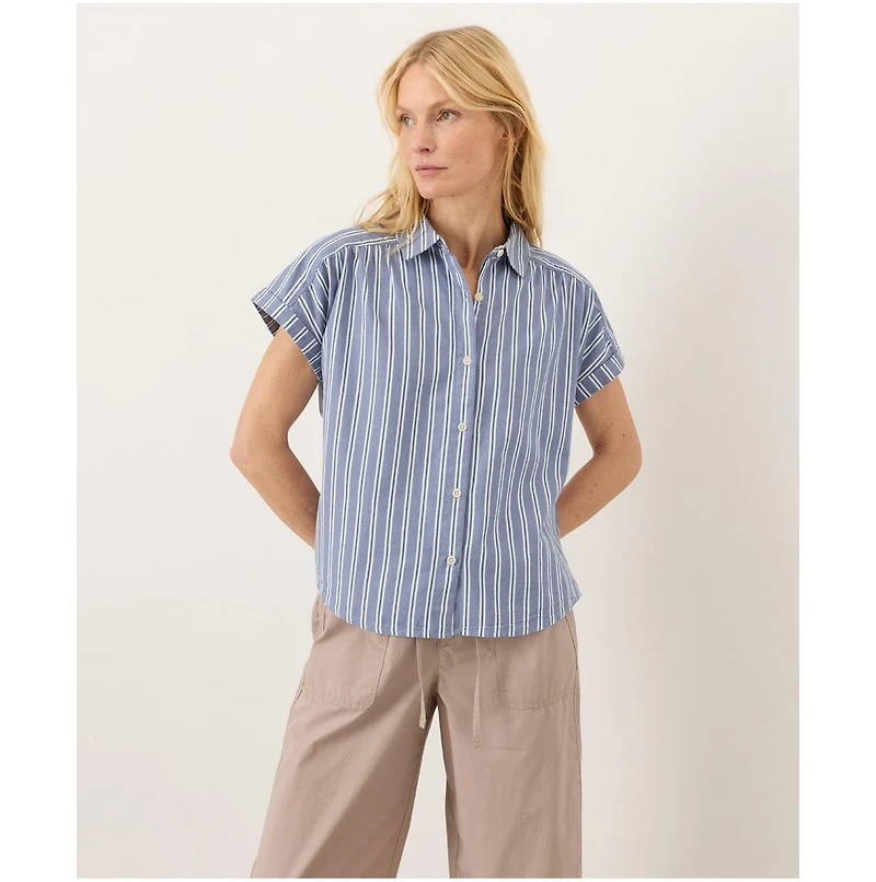Pact Women's Organic Cotton All Day Poplin Shirred Shirt