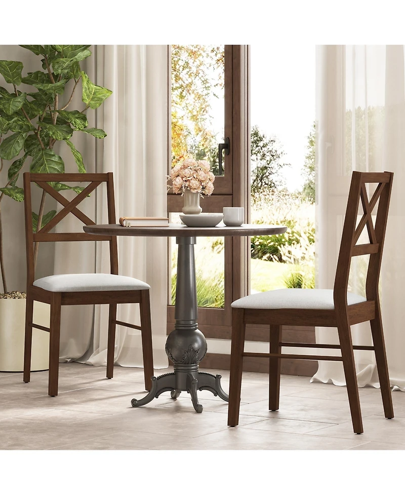 Gymax Dining Chairs Set of Upholstered Kitchen Side Chairs with Rubber Wood Frame