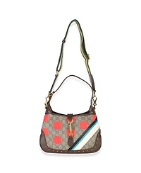 Pre-Owned Gucci Beige Gg Supreme Monogram Canvas Web Geometric Studded Small Jackie 1961 H