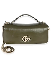 Pre-Owned Gucci Green Lambskin Gg Milano Small Top Handle Shoulder Bag