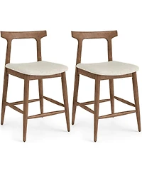 Costway Counter Height Bar Stools with Curved Backs and Upholstered Cushioned Seats