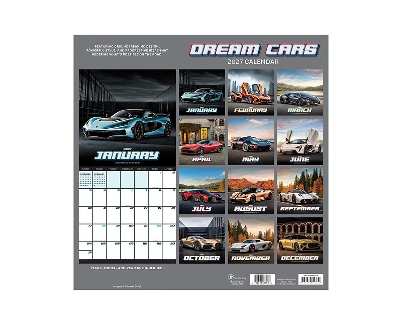 Tf Publishing Paper Goods 2027 Dream Cars Wall Calendar