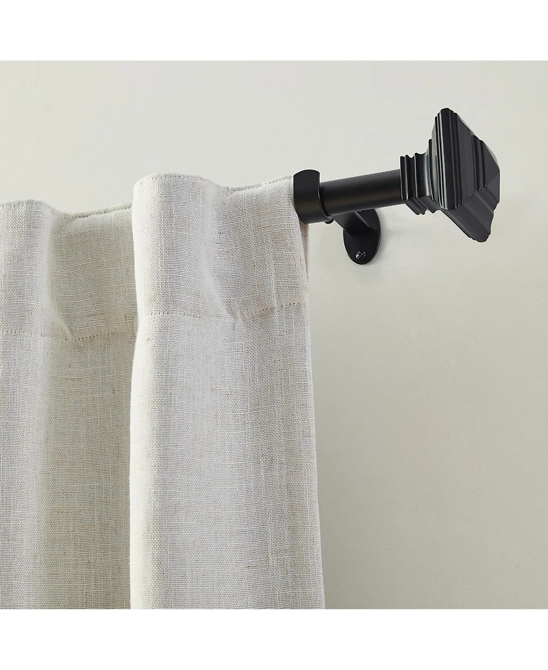 Threadmade Home Florence 1-Inch Adjustable Decorative Single Curtain Rod with Stacked Square Finials