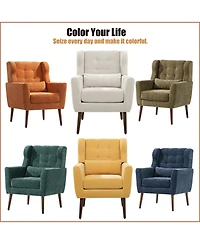 Clihome Modern Accent Chair,Chenille Arm Chairs for Living Room,Upholstered Mordern Armchair,Comfy Soft Padded Lounge Chair,Solid Wood Leg