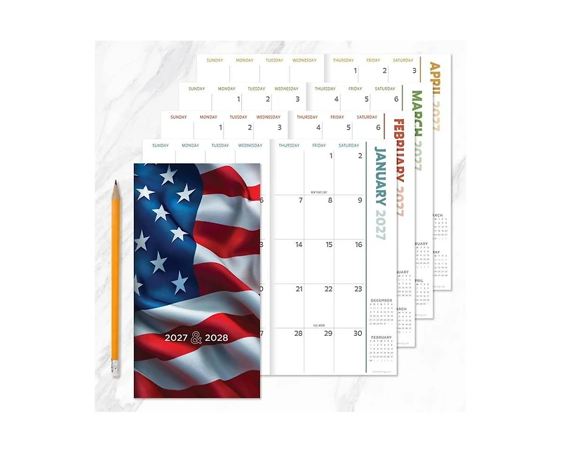 Tf Publishing Paper Goods 2027-2028 Flag Small Monthly Pocket Planner
