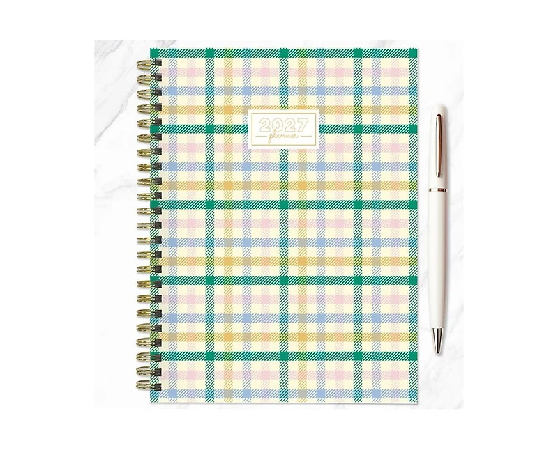 Tf Publishing Paper Goods 2027 Pastel Plaid Medium Weekly Monthly Planner