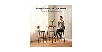 Flynama 3-Piece Round Bar Table Set with 2-Tier Storage and Pu Stools for Small Corner