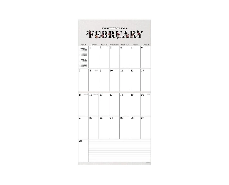 Tf Publishing Paper Goods 2027 Big Grid-Floral Wall Calendar