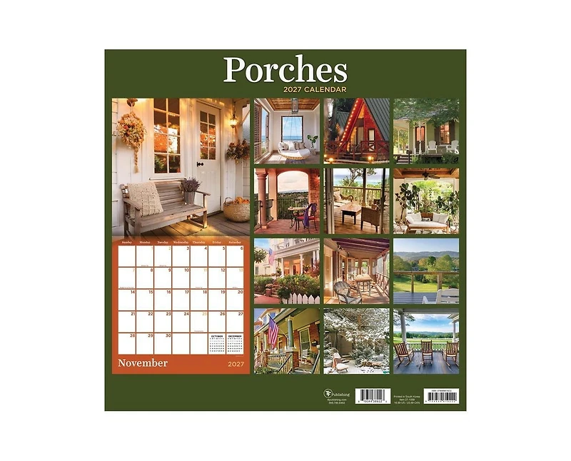 Tf Publishing Paper Goods 2027 Porches Wall Calendar