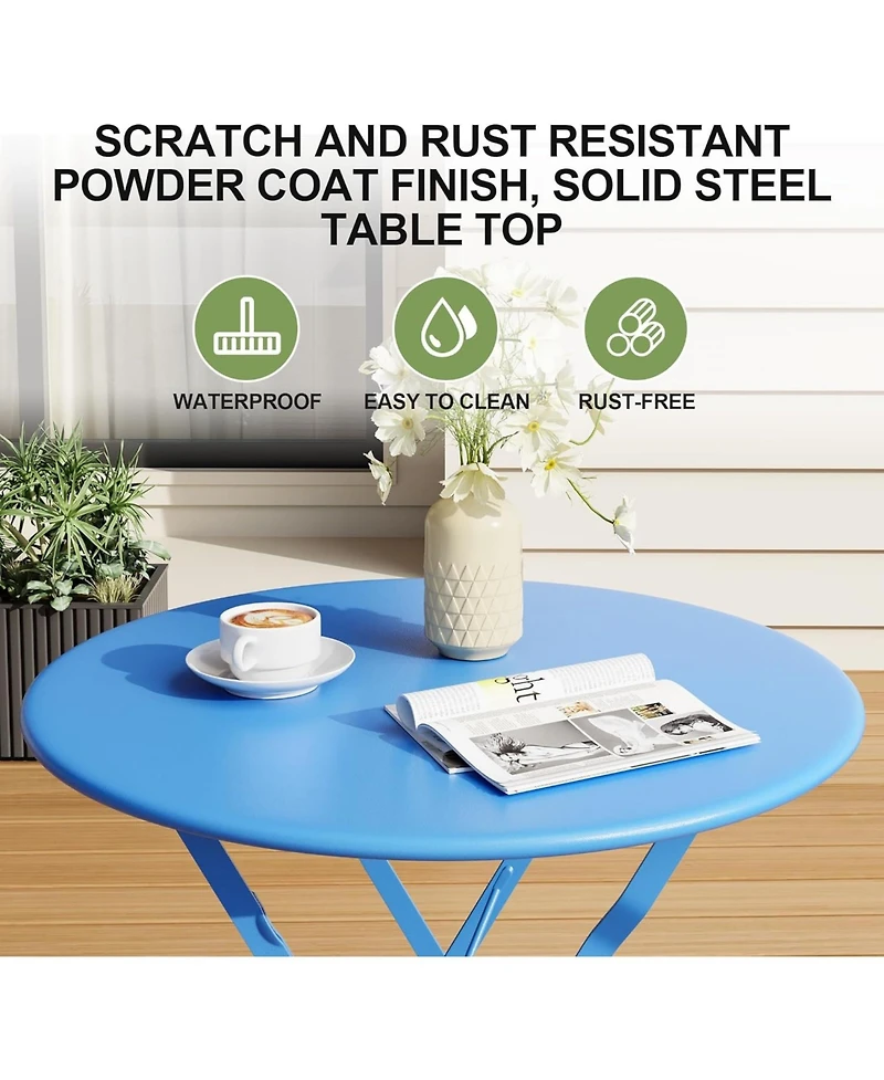 gaomon 3 Piece Folding Bistro Set with Foldable Patio Furniture, Premium Frame Outdoor Table and 2 Chairs for