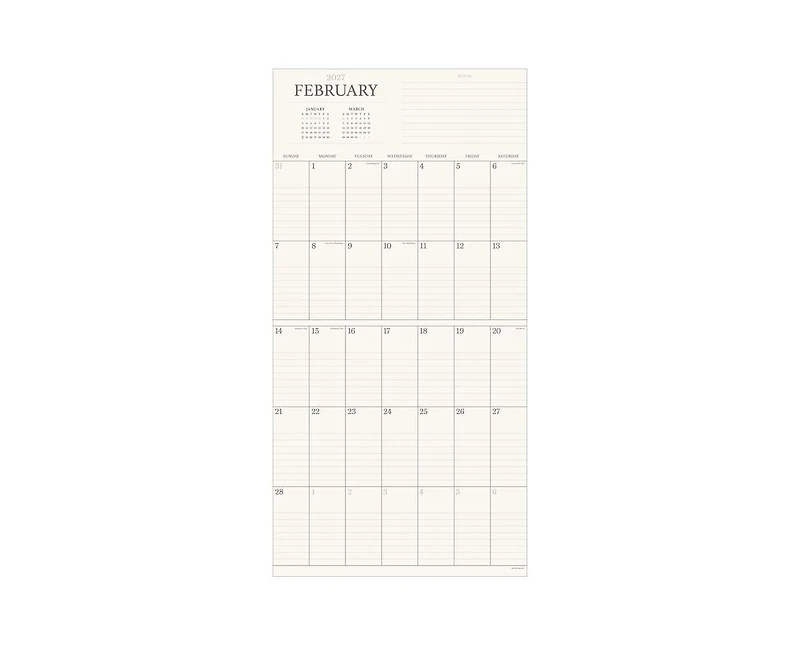 Tf Publishing Paper Goods 2027 Simple Aesthetic Grid Wall Calendar