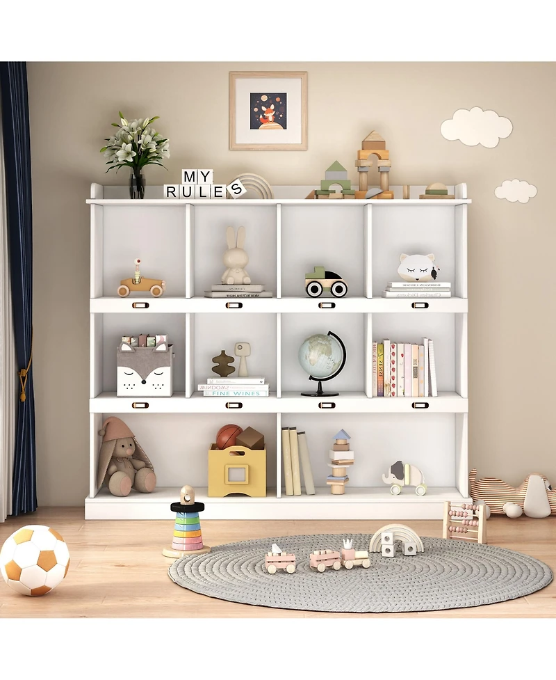 Flynama 10 Shelf Bookcase Storage Organizer Display Cabinet for Books decor and Home Office