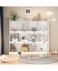 Flynama 10 Shelf Bookcase Storage Organizer Display Cabinet for Books decor and Home Office