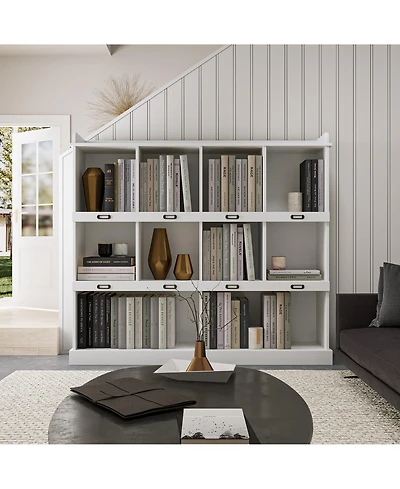 Flynama 10 Shelf Bookcase Storage Organizer Display Cabinet for Books decor and Home Office