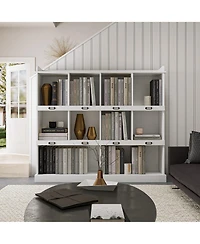Flynama 10 Shelf Bookcase Storage Organizer Display Cabinet for Books decor and Home Office