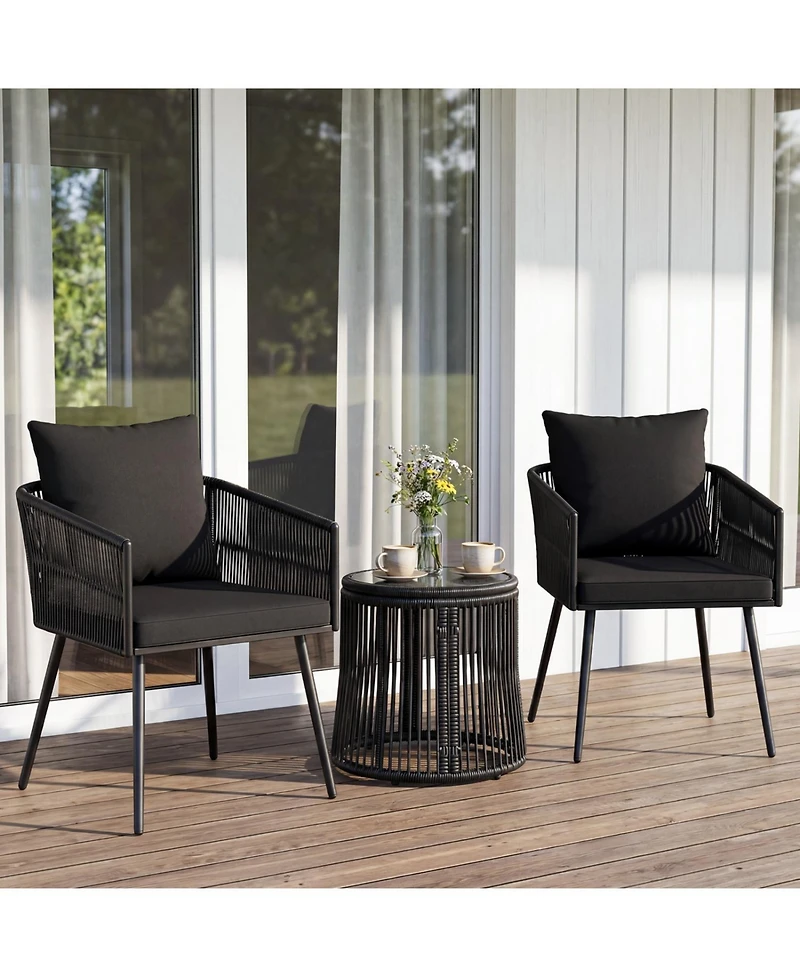 Slickblue 3-Piece Porch Furniture Set with Cushions for Outdoor Garden Use