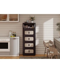 Flynama 20 Inch Five-Tier Folding Plastic Storage Cabinet Magnetic Door with Universal Moving Wheels