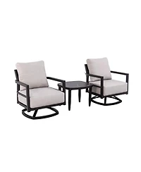 Asagikoiai 3-Piece Outdoor Aluminum Swivel Lounge Chair Set with Sintered Stone Table