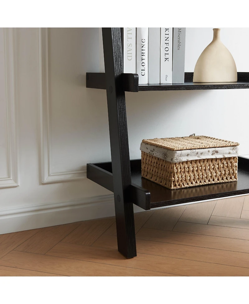 Flynama 5-Shelf Ladder Bookcase with Multi-Depth Shelves and Side Barriers