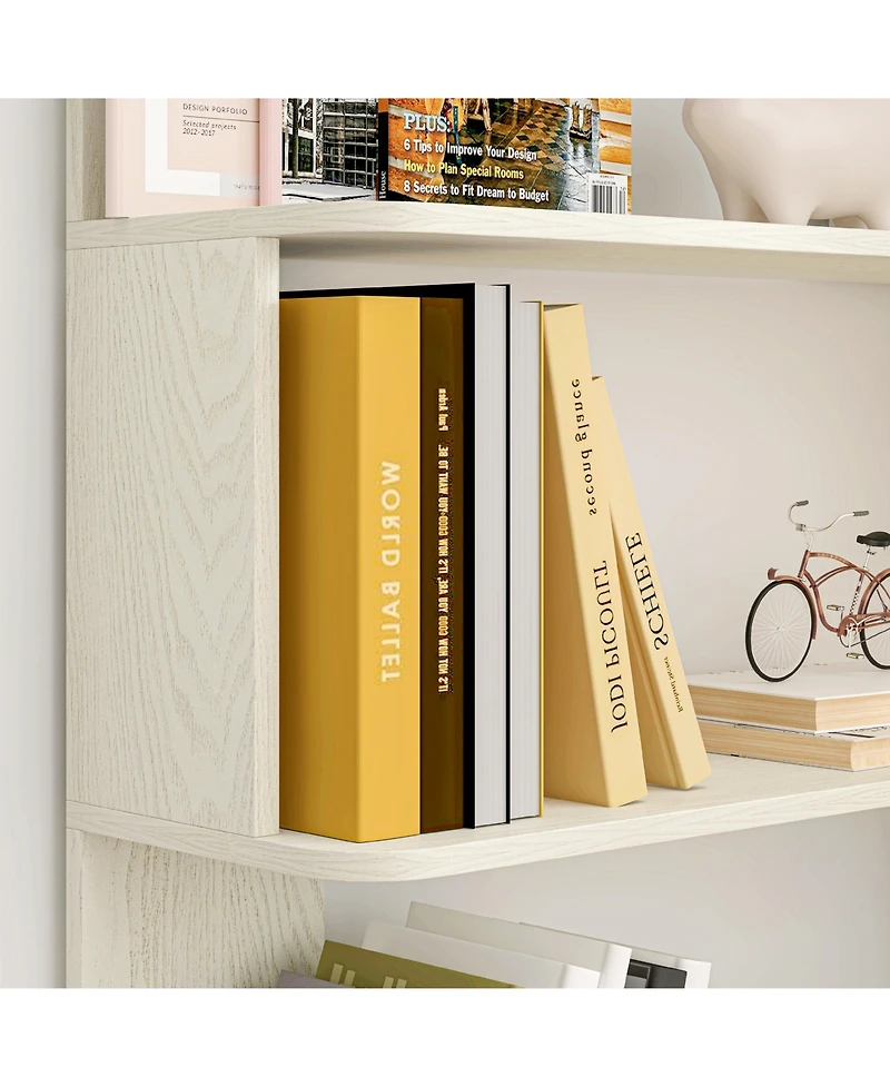 Flynama Corner Bookshelf with Anti-Drop Panel and Open Shelves