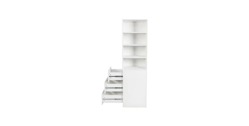 Flynama Tall Display Storage Cabinet with Shelves and Side Drawers