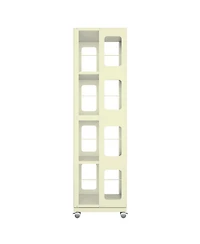 Flynama 4-Tier All-Steel 360 Degree Rotating Bookshelf with Universal Wheels Space-Saving Sturdy Household Book Display Rack