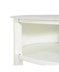 Streamdale Furniture Indoor 3-Tier Metal Round Side Table with Sliding Door Cabinet Matte
