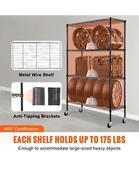 Mecale 4-Tier Storage Shelving Unit with Wheels, Adjustable, 700-Lb Capacity