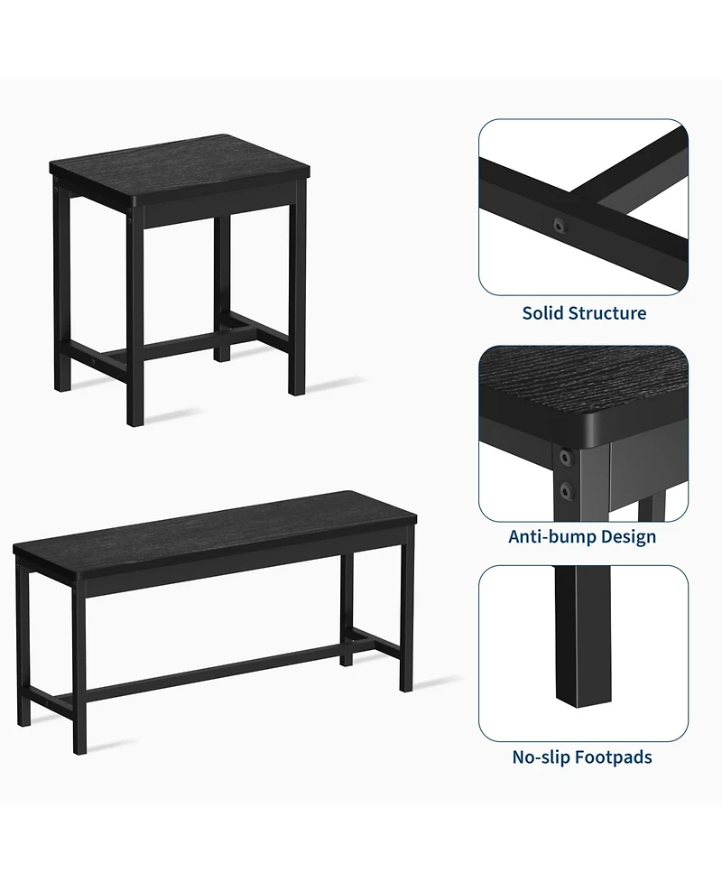 Homfan Extendable Dining Table Set with Hidden Tuck Seating, Safety Lock and Reinforced Metal Frame Space Saving Kitchen Room