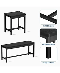 Homfan Extendable Dining Table Set with Hidden Tuck Seating, Safety Lock and Reinforced Metal Frame Space Saving Kitchen Room