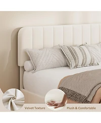 homfan Velvet Platform Bed Frame Channel Tufted Wingback Headboard Upholstered Wood Slats No Box Spring
