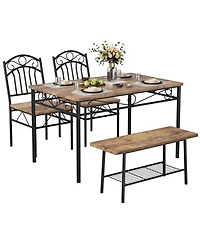 homfan 4 Piece Modern Compact Dining Set, Metal Frame Space Saving Dinette Furniture for Small Kitchen and Apartment