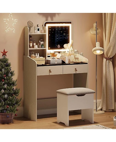 gaomon 2-Drawer Led Vanity Table