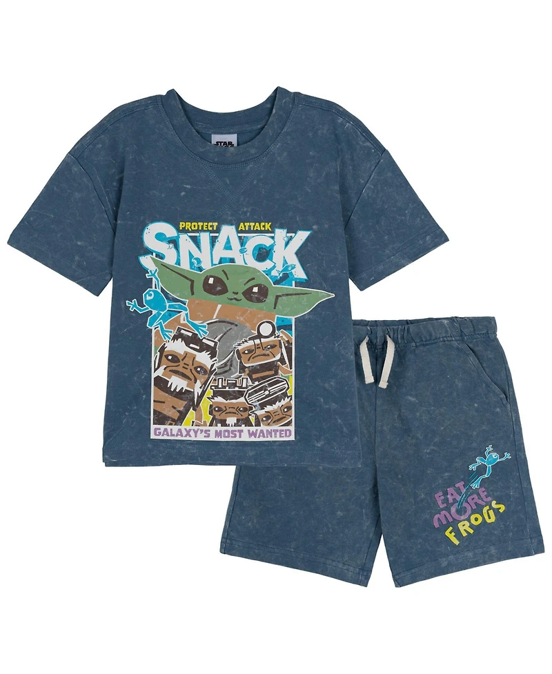 Starwars Toddler Boys Star Wars The Mandalorian T-Shirt and French Terry Shorts Outfit Set to