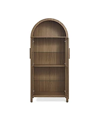 Flynama High Arched Led Light Wooden Storage Cabinet Adjustable Glass Partition Modern Retro Home Multi-Functional Display Cabinet