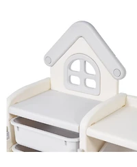 Flynama Kids Toy Storage Organizer with Bookshelf and 10 Storage Bins