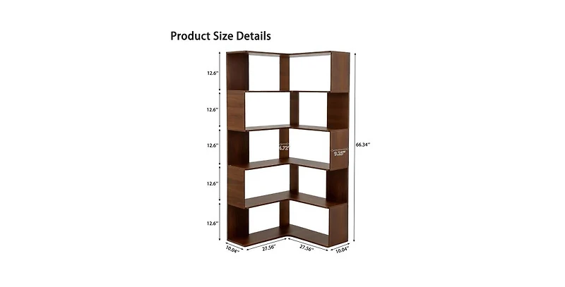Flynama 66-Inch 6-Tier Corner Bookshelf L-Shaped Open Storage