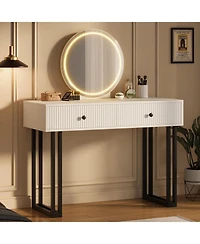 gaomon 3-Color Dimmable Vanity Desk, Lighted Mirror Makeup Table with Adjustable Brightness