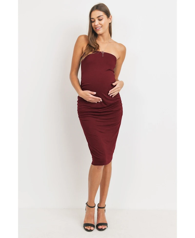 Hello Miz Maternity Ruched Strapless Bodycon Dress