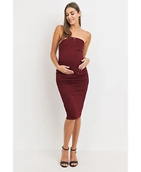Hello Miz Maternity Ruched Strapless Bodycon Dress