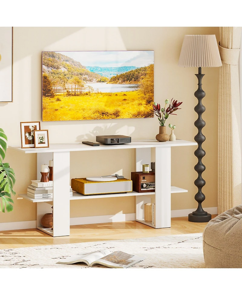 Slickblue Tv Stand with 2 Tiers and Open Storage for 55" TVs