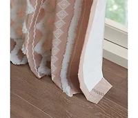 Avobird Cotton Printed Curtain Panel with Chenille Stripe and Lining Blush 50x84