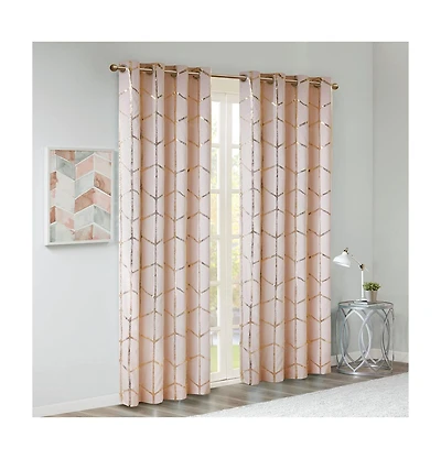 Avobird Total Blackout Metallic Print Grommet Top Curtain Panel