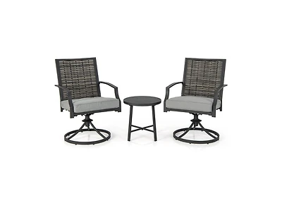 Mondawe 3 Piece Patio Swivel Chair Set with Soft Seat Cushions for Backyard