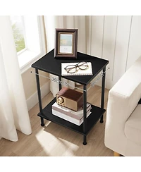 Slickblue Modern End Table with 2-Tier Shelving for Home Organization