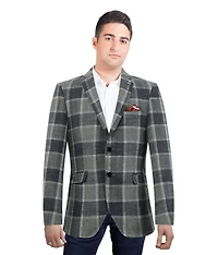 Elie Balleh Men's Slim Fit Big Plaid Sports Blazer
