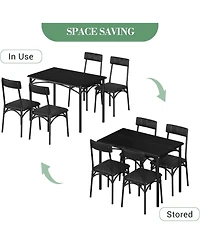 homfan 5 Piece Rectangular Space Saving Dining Set for 4 with Upholstered Chairs