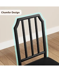 homfan Dining Table Set for 2 Square Compact Bistro Table with Upholstered Chairs, Glass Breakfast Nook Set for Small Space Apartment