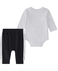 adidas Baby Boys' Long-Sleeve Bodysuit and Pants, 2-Piece Set