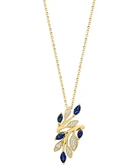 Effy Collection Sapphire (3/4 ct. t.w.) & Diamond (1/6 ct. t.w.) Pendant Necklace in 14k Yellow Gold